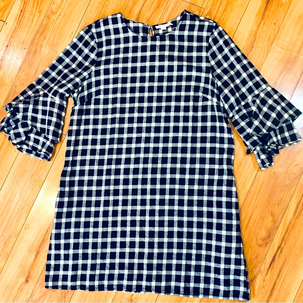 Buffalo plaid black white beach lunch lounge cotton flannel shirt dress …